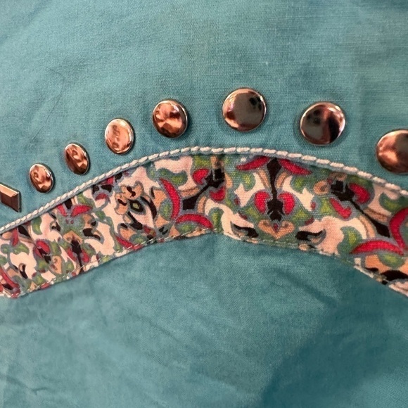 CRUEL girl fitted turquoise button up shirt - Picture 7 of 8